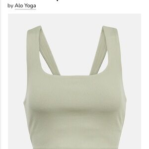 ALO Yoga Ribbed Square-Neck Crop Tank in Sage Green